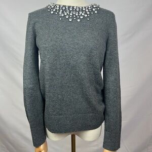 Kate Spade Grey Sweater with Jewel neckline.